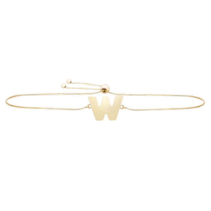 14K Yellow Gold Polished Initial W Adjustable Bracelet With Draw String Clasp RCW10901-0925 | Hannoush Jewelers