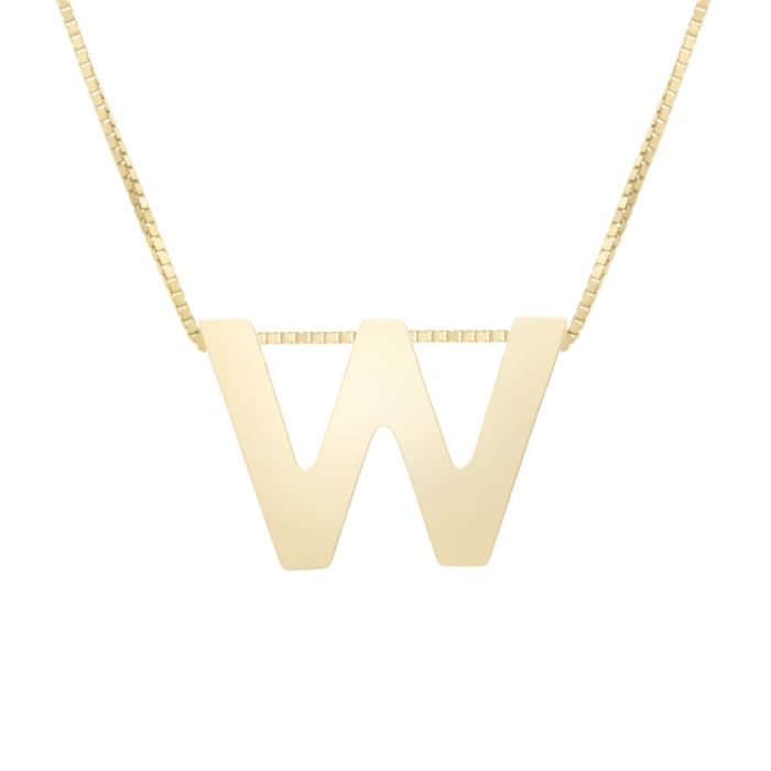 14K Yellow Gold Polished Initial W 18 Inch Necklace RCW10969-18 | Hannoush Jewelers