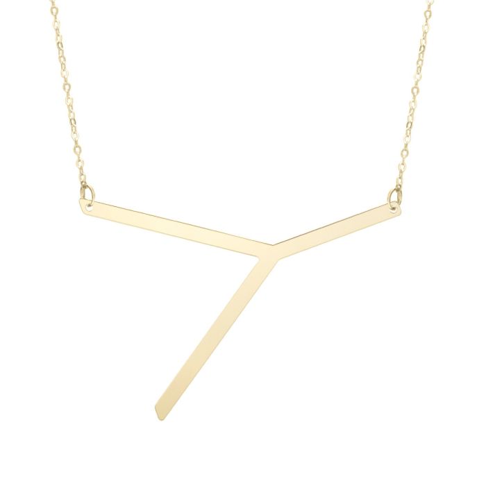 14K Yellow Gold Polished Initial Y 18" Necklace with Lobster Clasp RCY10908-18 | Hannoush Jewelers