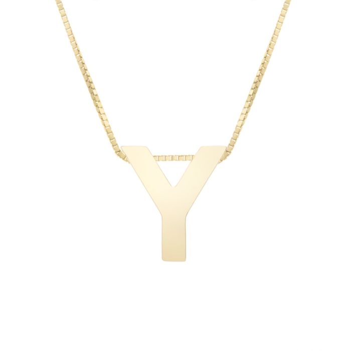 14K Yellow Gold Polished Initial Y 18 Inch Necklace RCY10969-18 | Hannoush Jewelers