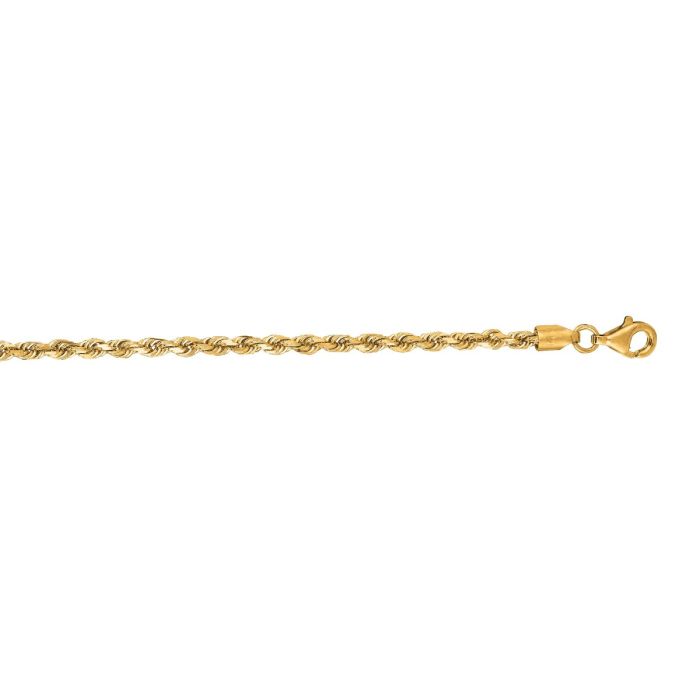 14kt 22" Yellow Gold Shiny Solid Diamond Cut Royal Rope Chain with Lobster Clasp ROY021-22 | Hannoush Jewelers