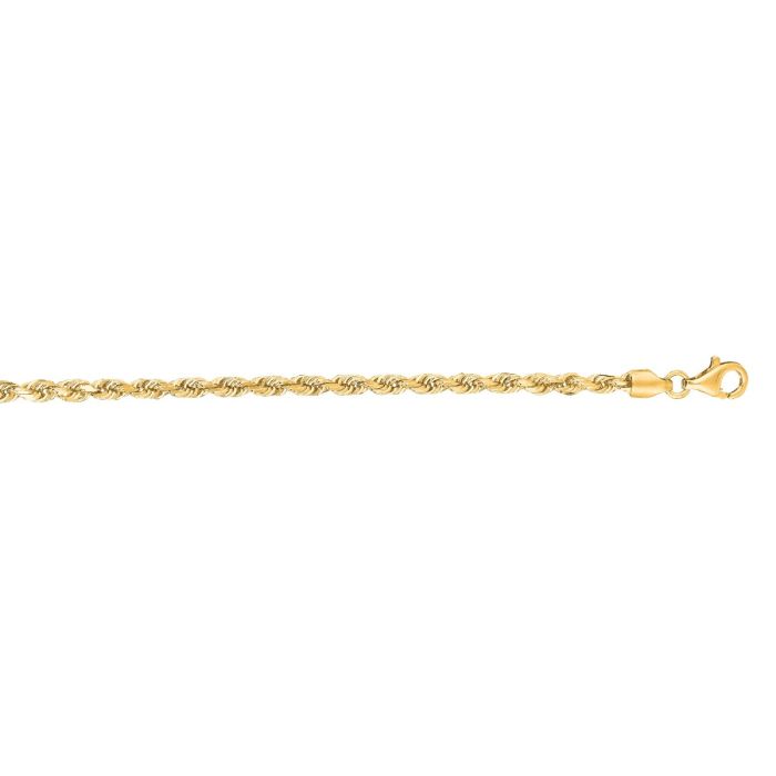 14kt 30" Yellow Gold Shiny Solid Diamond Cut Royal Rope Chain with Lobster Clasp ROY023-30 | Hannoush Jewelers