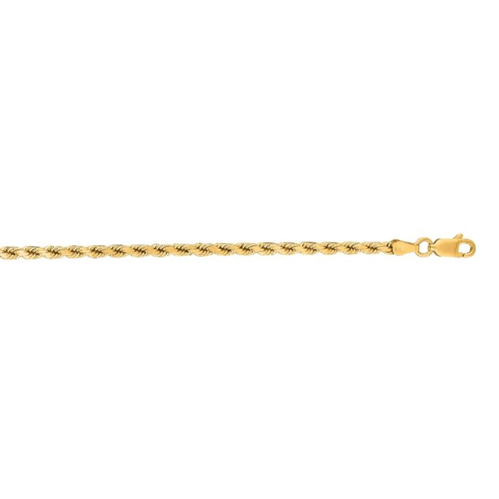 14kt 30" Yellow Gold Shiny Solid Diamond Cut Royal Rope Chain with Lobster Clasp ROY025-30 | Hannoush Jewelers