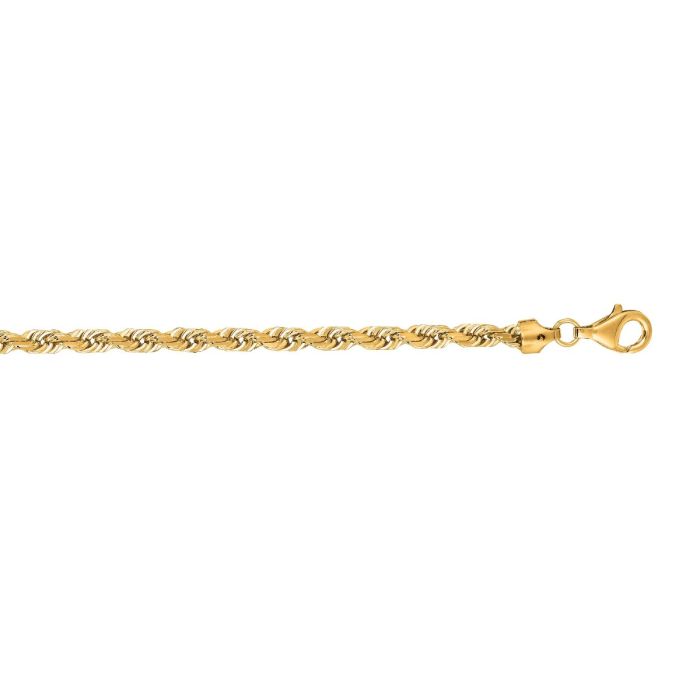 14kt 30" Yellow Gold Shiny Solid Diamond Cut Royal Rope Chain with Lobster Clasp ROY035-30 | Hannoush Jewelers