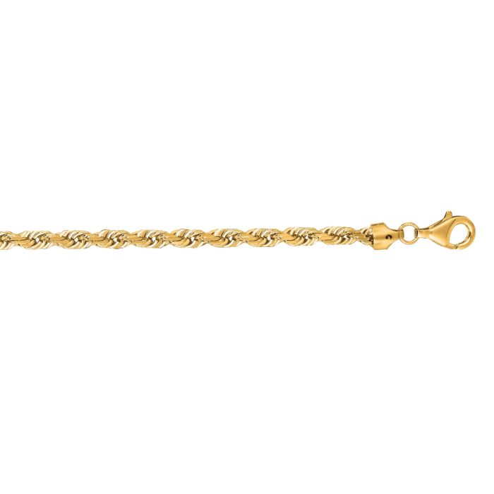 14kt Gold 24" Yellow Finish Diamond Cut+Shiny Solid Royal Rope Bracelet ROY040-24 | Hannoush Jewelers