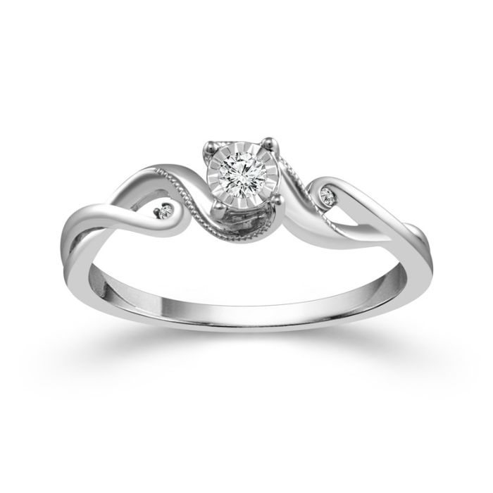 Sterling Silver Promise Ring featuring 0.05cttw Diamonds RP-0900TPA66SI | Hannoush Jewelers