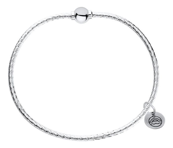 Sterling Silver Cape Cod Patterned Bracelet with Sterling Silver Bead | Hannoush Jewelers