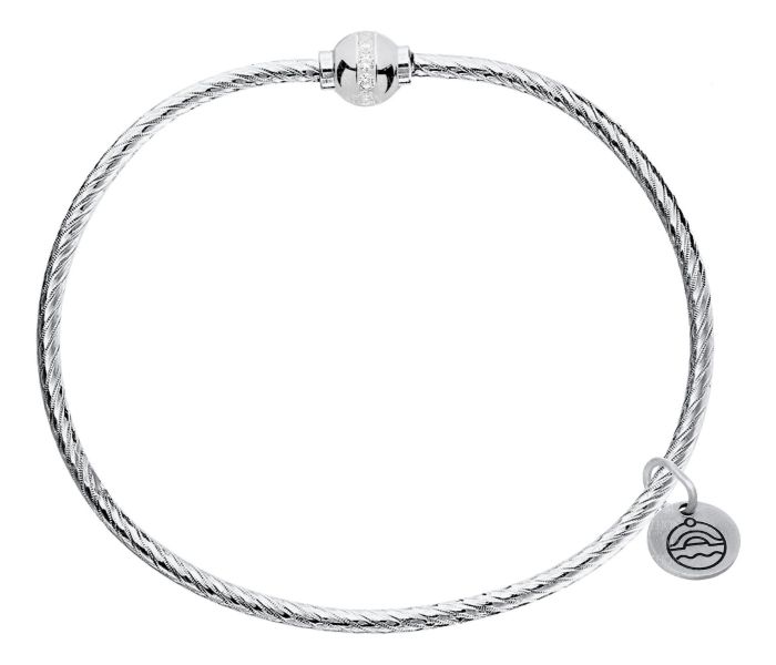 Sterling Silver Cape Cod Patterned Bracelet with CZ Bead | Hannoush Jewelers