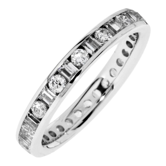 Just Perfect 1.00ct tw eternity channel set round and baguette diamond band SBVR-1.00ct | Hannoush Jewelers