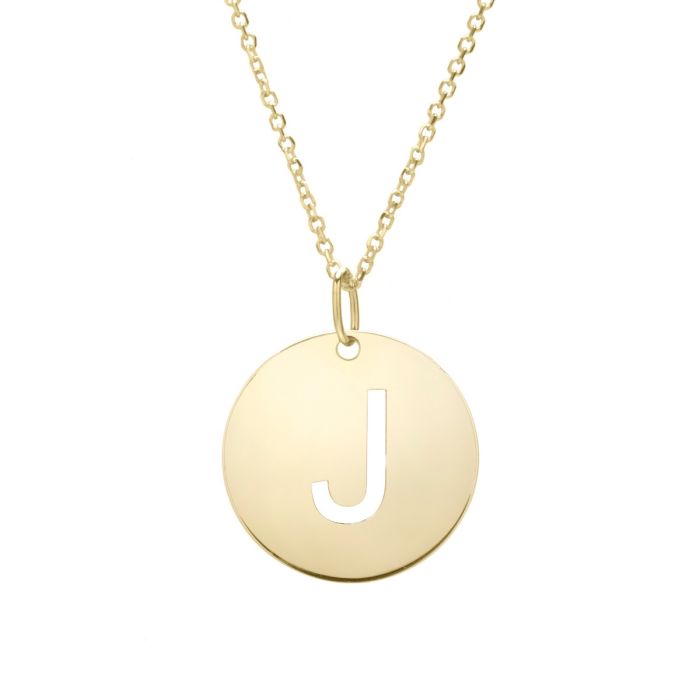 14K Yellow Gold Polished Initial J Pendant On A 14K Yellow Gold Chain SETJ2932-18 | Hannoush Jewelers