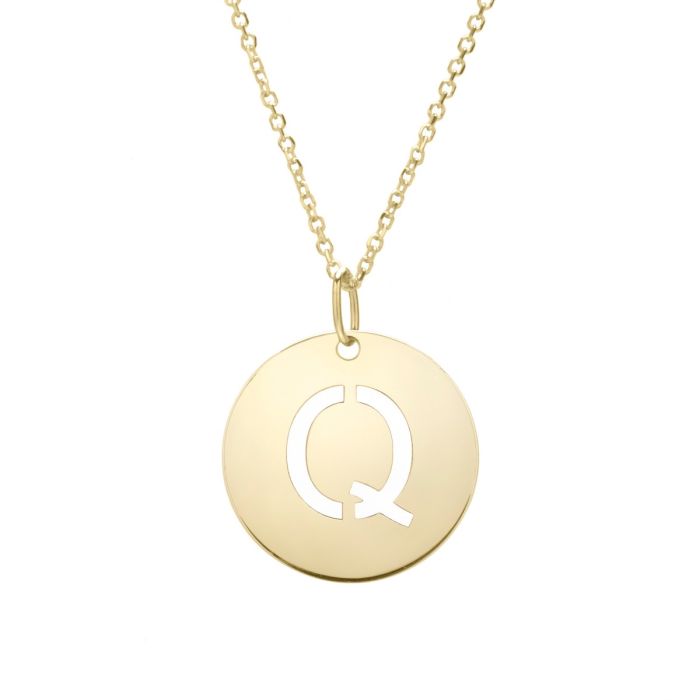 14K Yellow Gold Polished Initial P Pendant On A 14K Yellow Gold Chain SETQ2932-18 | Hannoush Jewelers