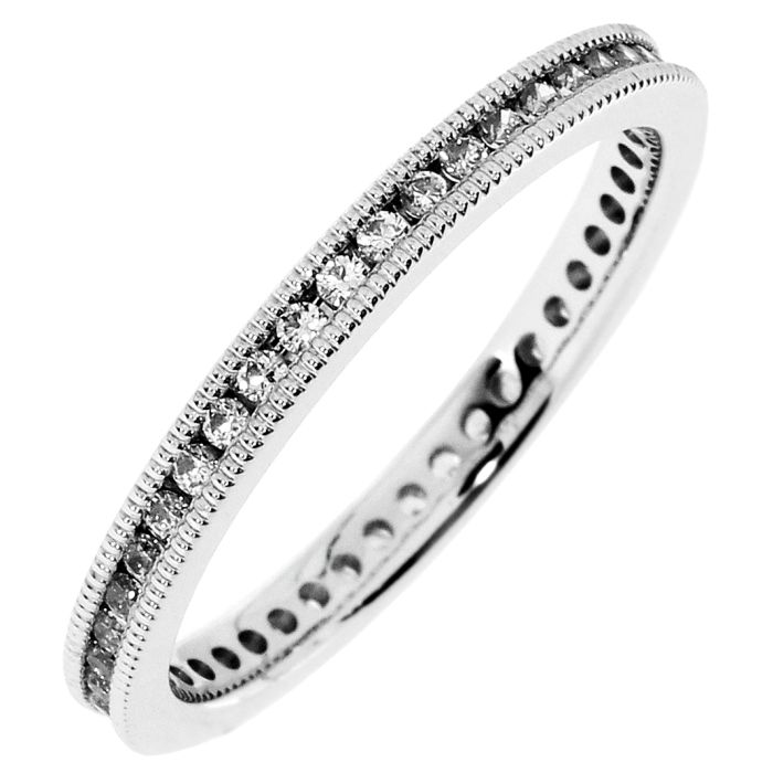 Just Perfect 0.33ct tw Channel Set Milgrain Diamond Eternity Band | Hannoush Jewelers