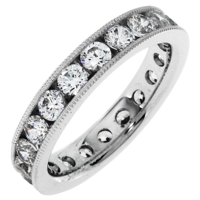 Just Perfect 2.00ct tw Diamond Eternity Channel Set Milgrain Band | Hannoush Jewelers