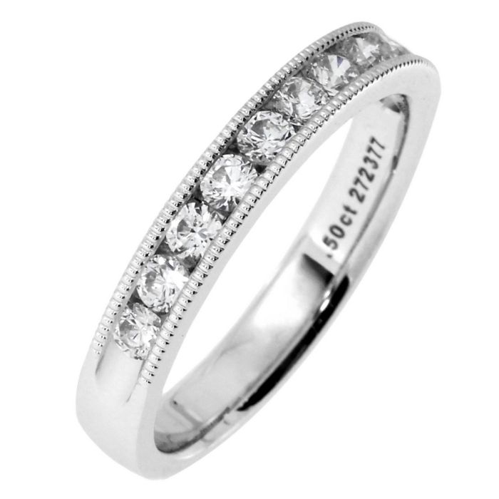 Just Perfect 0.50ct tw Diamond Eternity Channel Set Milgrain Band | Hannoush Jewelers