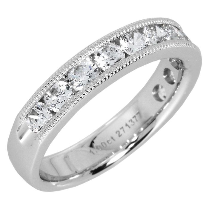 Just Perfect 1.00ct tw Diamond Eternity Channel Set Milgrain Band | Hannoush Jewelers