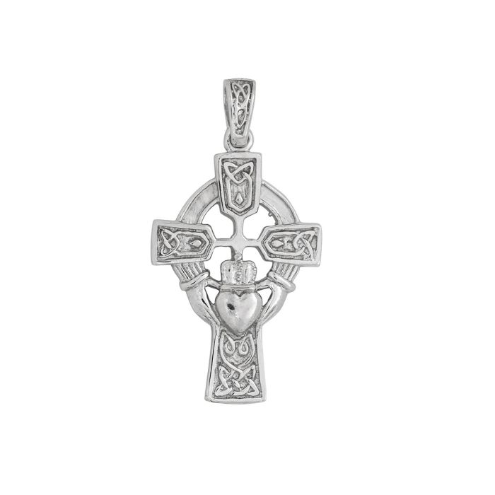 Sterling silver celtic claddaugh cross charm HB24048SS | Hannoush Jewelers