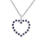 14k White Gold Diamond and Sapphire Heart Pendant SPC032GP | Hannoush Jewelers