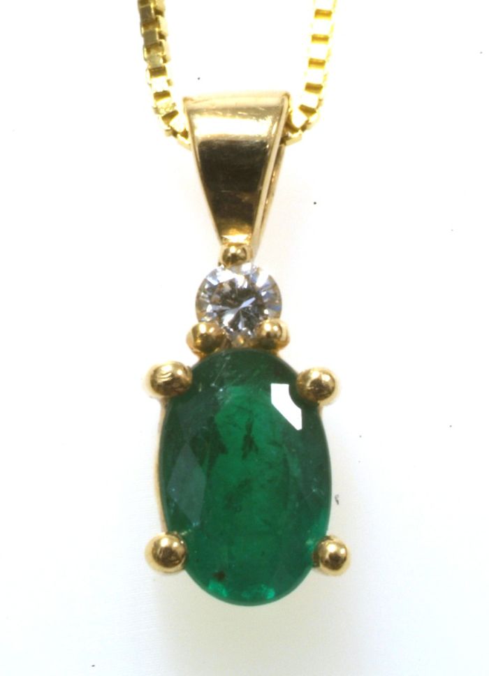 6x4 Oval Emerald Diamond .035 Accent Pendant HB01276EM | Hannoush Jewelers