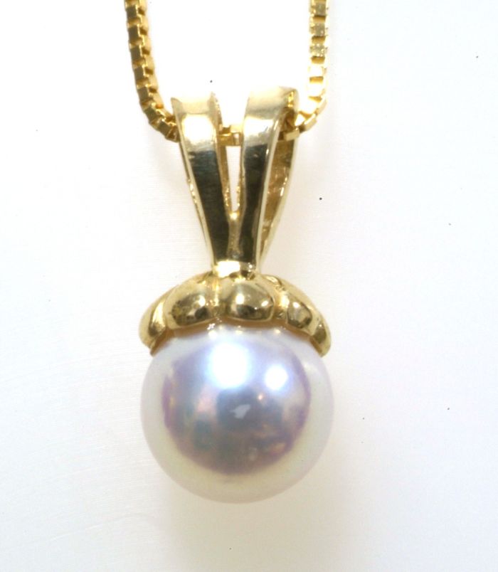 5MM Pearl Pendant Necklace in 14K HB08044 | Hannoush Jewelers