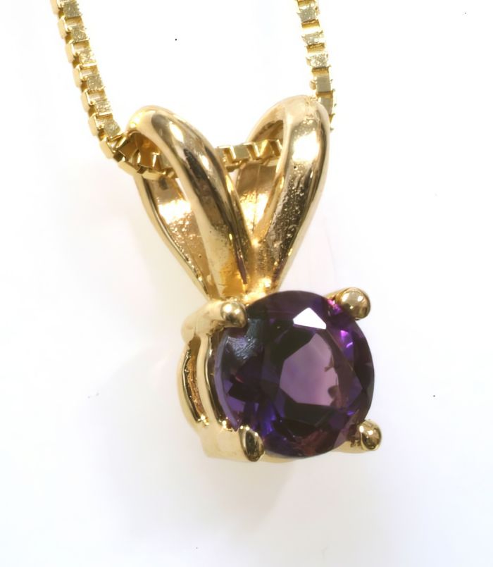 4mm Amethyst Drop Pendant in 14K Yellow Gold SPN00141 | Hannoush Jewelers