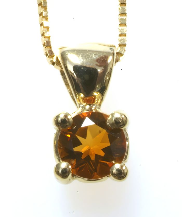 14K Yellow Gold Citrine Pendant Necklace SPN00146 | Hannoush Jewelers