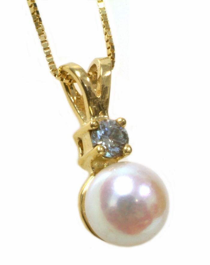 6mm Pearl & .10 Diamond Pendant Necklace HB02116PL | Hannoush Jewelers