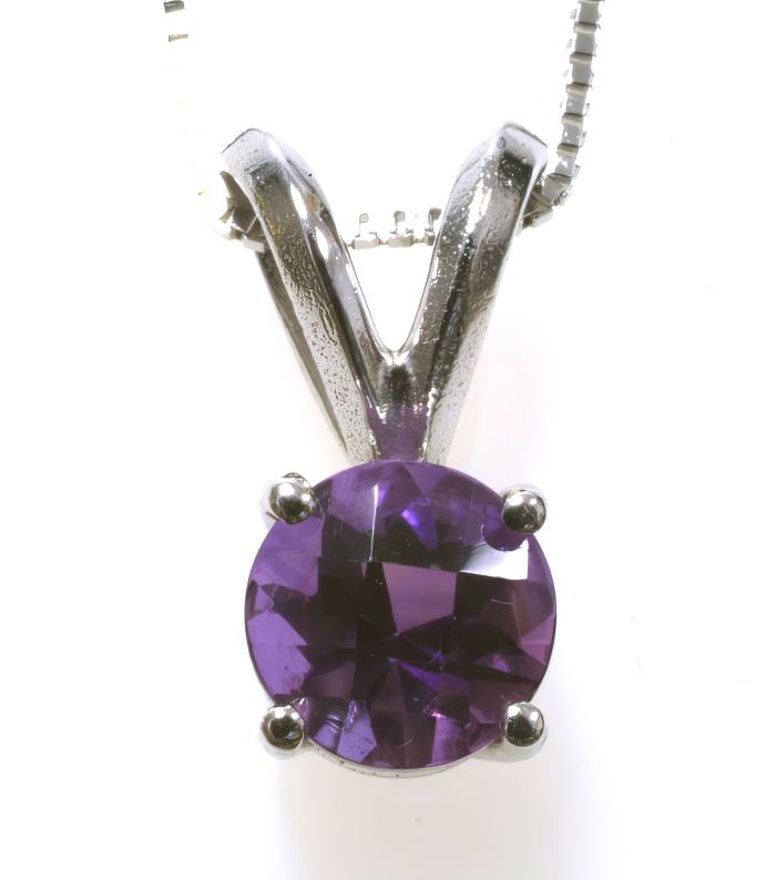 5mm Amethyst Pendant in 14K White Gold SPN01480 | Hannoush Jewelers