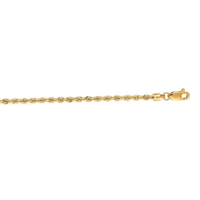 14kt 30" Yellow Gold Diamond Cut Solid Rope Chain with Lobster Clasp SR018-30 | Hannoush Jewelers