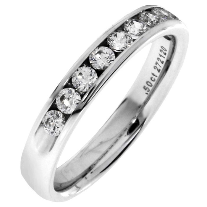 14K White Gold Channel Band featuring 0.50cttw Diamonds SR/10*23 | Hannoush Jewelers