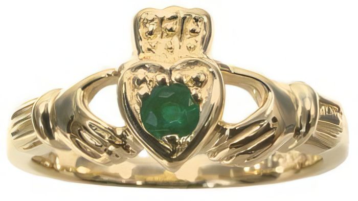 14K Yellow Gold Emerald Claddagh Ring HB00950EM | Hannoush Jewelers