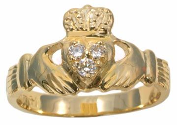 14K Yellow Gold Diamond Claddagh Ring HB00923DI | Hannoush Jewelers