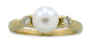 14K Yellow Gold Diamond and Pearl Ring HB01709PL | Hannoush Jewelers