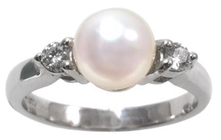 14K White Gold Diamond and Pearl Ring HB01709PLW | Hannoush Jewelers