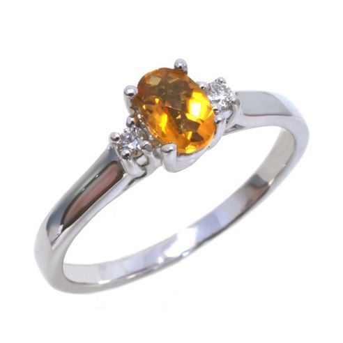 14K White Gold Diamond and Oval Citrine Ring HB20272CIW | Hannoush Jewelers