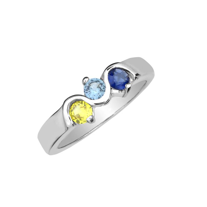 10K YELLOW GOLD THREE STONE MOTHER'S RING -