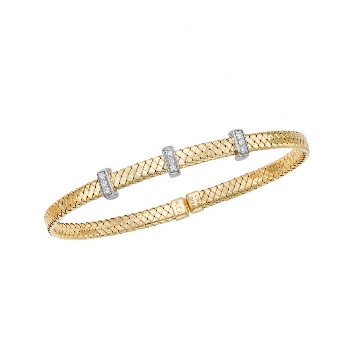 14K Yellow Gold .13CT Diamond Basketweave Bangle BG8328 | Hannoush Jewelers