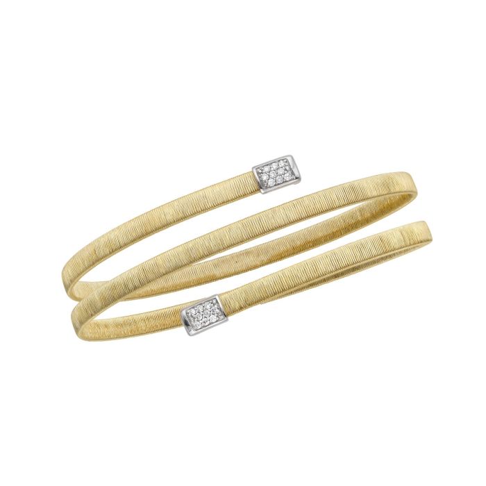 14K Yellow Gold .14CT Diamond Italian Silk Coil Wrap Bracelet TBG8342 | Hannoush Jewelers