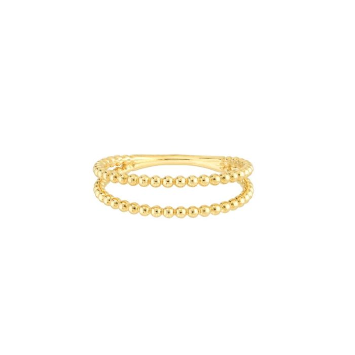 14KT YELLOW GOLD DOUBLE BEADED WIRE RING | Hannoush Jewelers