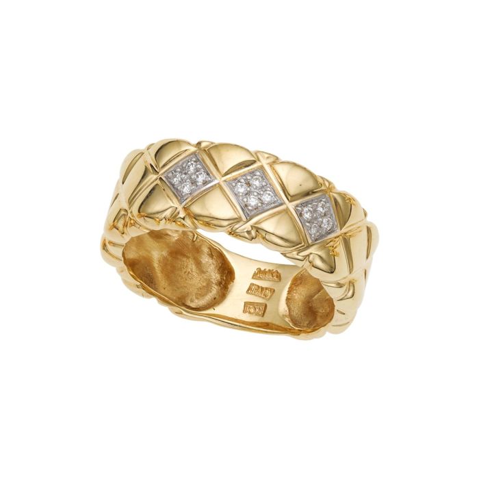 14K Yellow Gold .06CT Diamond Quilted Ring TR7365-07 | Hannoush Jewelers