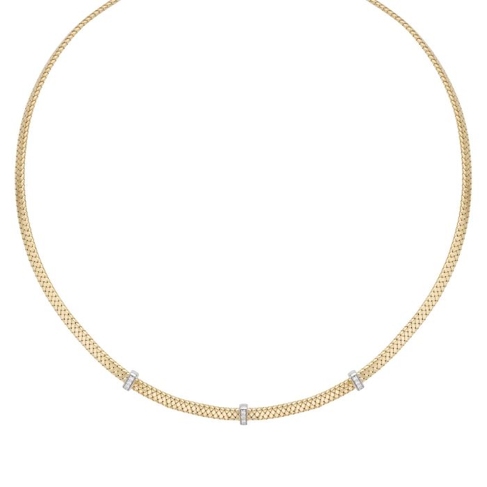 14K Yellow Gold 17" .13CT Diamond Basketweave Necklace TRC9807-17 | Hannoush Jewelers