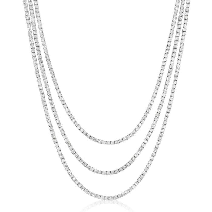 14K White Gold Triple Strand Diamond Necklace by Eloquence W00014645 | Hannoush Jewelers