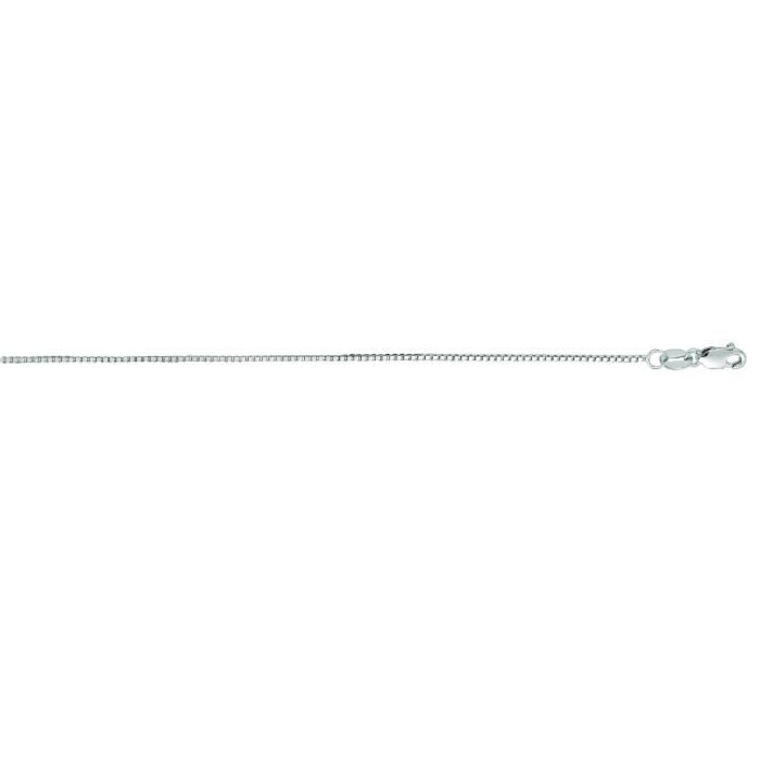 14kt 16" White Gold Shiny Classic Box Chain with Lobster Clasp WBOX053-16 | Hannoush Jewelers