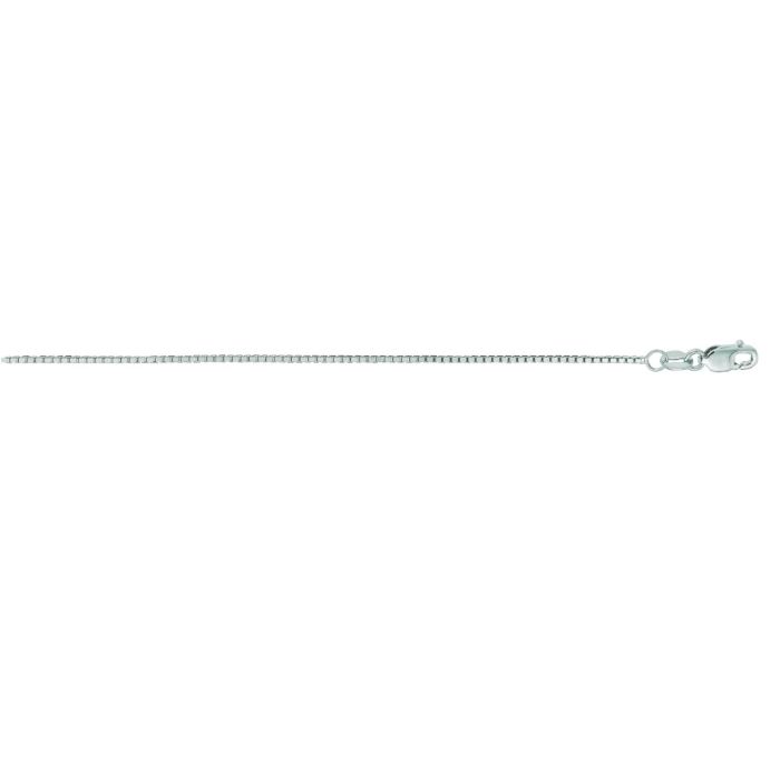 14kt 16" White Gold Shiny Classic Box Chain with Lobster Clasp WBOX063-16 | Hannoush Jewelers