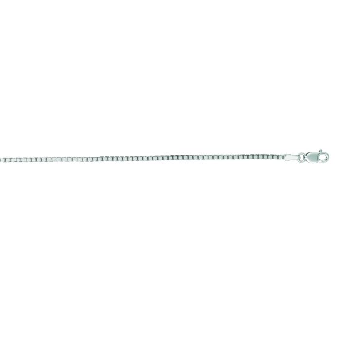 14kt 16" White Gold Shiny Classic Box Chain with Lobster Clasp WBOX073-16 | Hannoush Jewelers