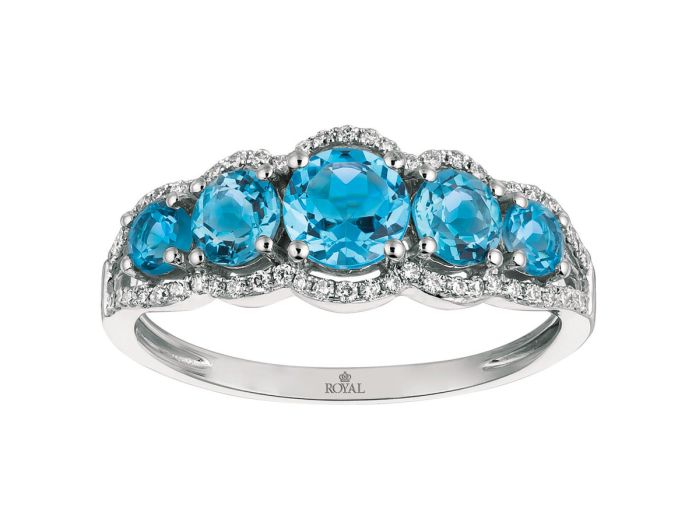 14k White Gold Blue Topaz and Diamond Ring WC6235B-BT | Hannoush Jewelers