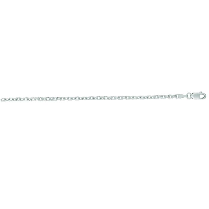 14kt 18" White Gold Diamond Cut Cable Link Chain with Lobster Clasp WCAB060-18 | Hannoush Jewelers