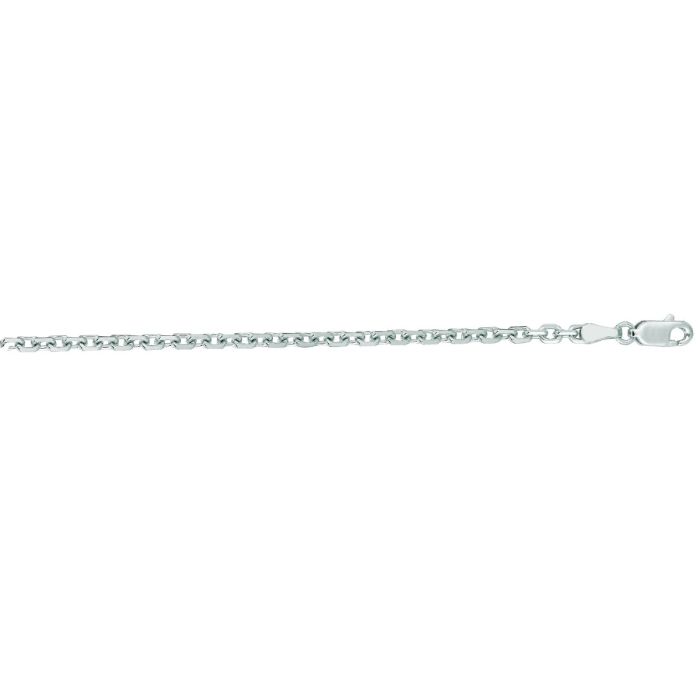 14kt 18" White Gold Diamond Cut Cable Link Chain with Lobster Clasp WCAB080-18 | Hannoush Jewelers