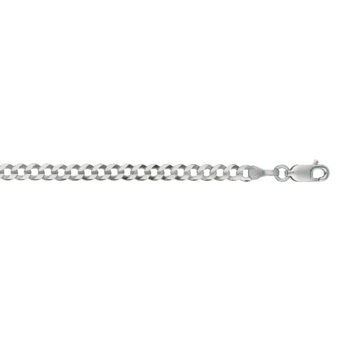 14kt 30" White Gold Diamond Cut Comfort Curb Chain with Lobster Clasp WCRB100-30 | Hannoush Jewelers