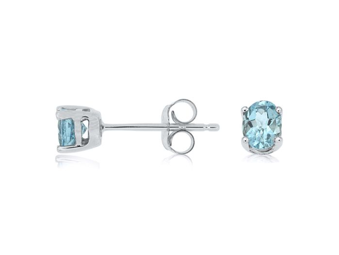 14k White Gold Oval Aquamarine Stud Earrings WE3342Q-AQ | Hannoush Jewelers