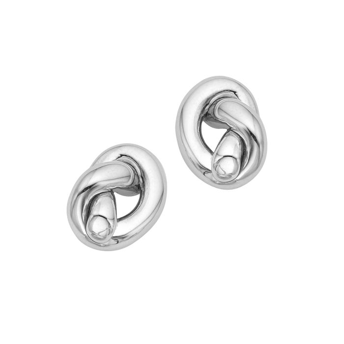 14K White Gold Amore Knot Stud Earrings WER8512 | Hannoush Jewelers